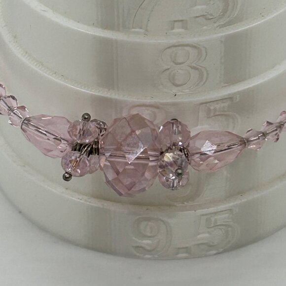 Adjustable Retro Pink Bracelet Glass Beads On Memory Wire Prom Quinceañera - Picture 16 of 16